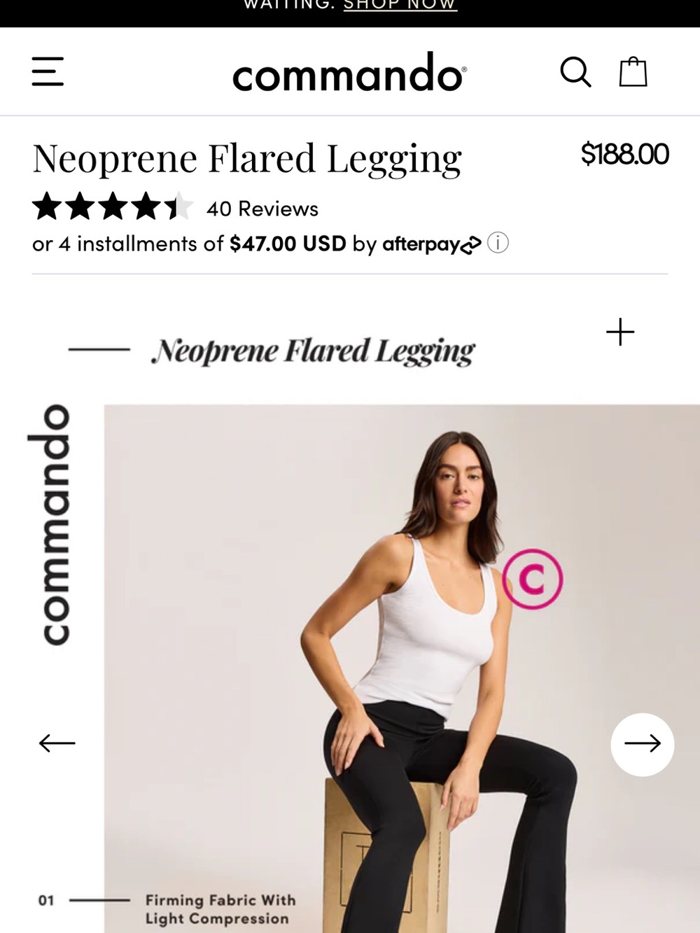 Commando Black Neoprene Flared Leggings